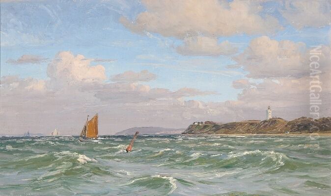 Parti ud for Nakken fyr. Oil Painting by Vilhelm Arnesen