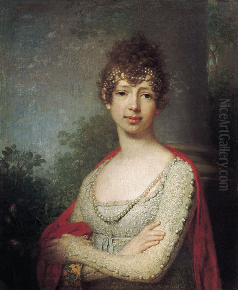 Portrait ofGrand Duchess Maria Pavlovna of Russia (1786-1859) Oil Painting by Vladimir Borovikovsky