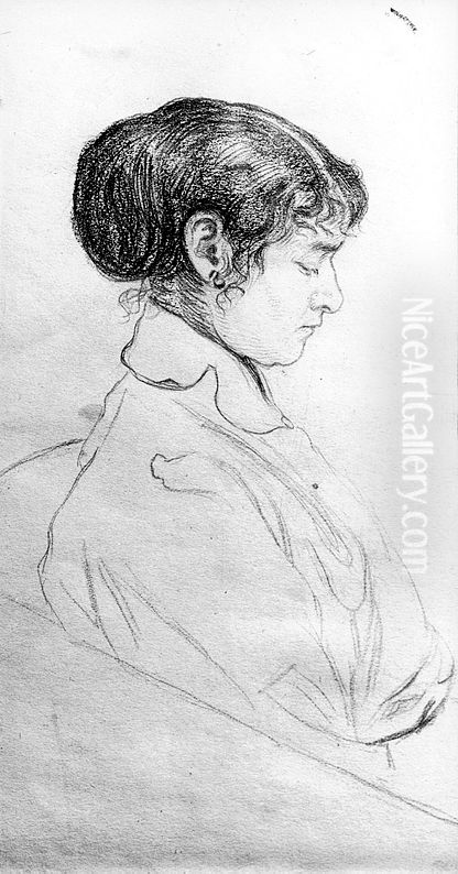 The artist's wife Oil Painting by Harald Oscar Sohlberg