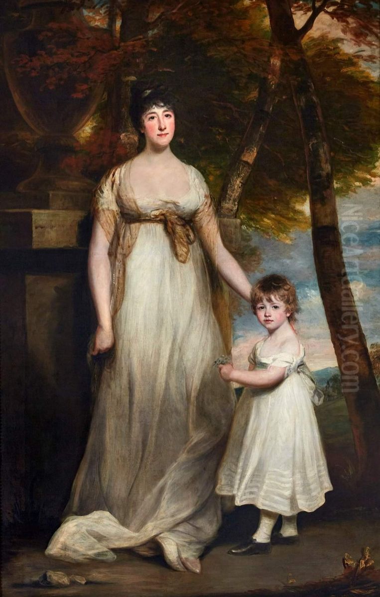 Portrait of Charlotte Cholmondeley and son Henry Oil Painting by John Hoppner