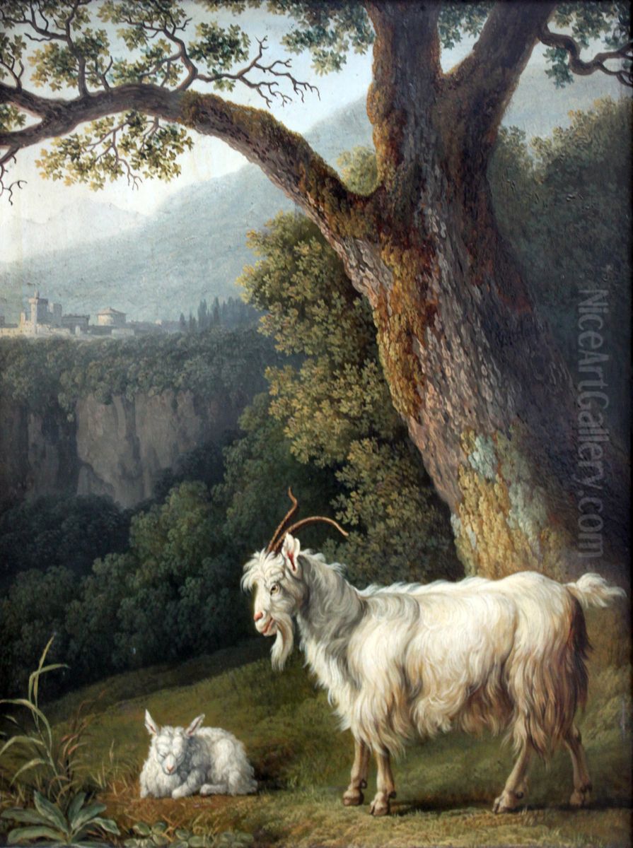 Ziege und Lamm Oil Painting by Jacob Philipp Hackert
