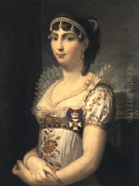 Portrait ofAugusta of Bavaria(1788-1851), Duchess of Leuchtenberg. Oil Painting by Andrea, the Elder Appiani