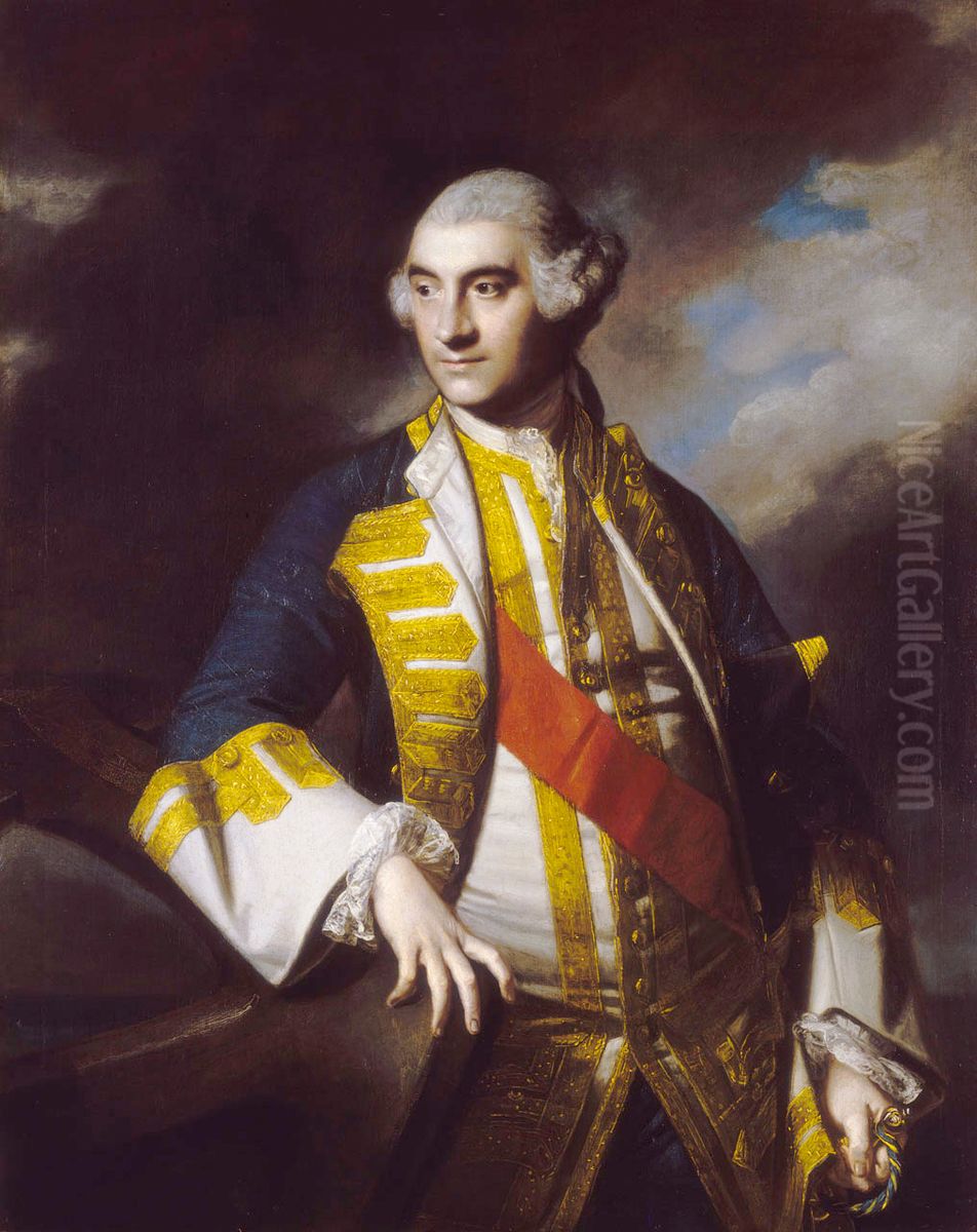 Portrait of Sir Charles Saunders (c.1715-1775) Oil Painting by Of Sir Joshua Reynolds