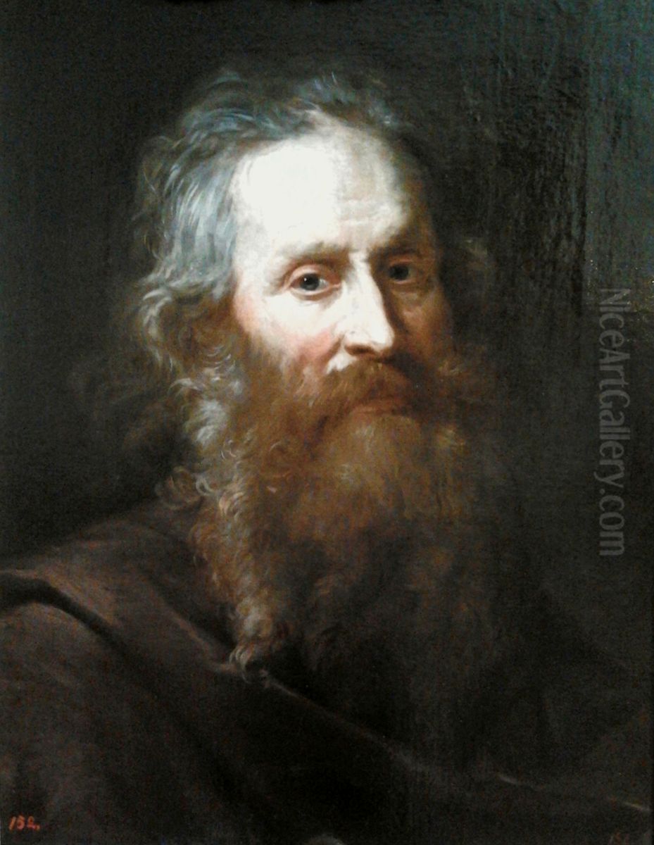 Old man in a brown habit. Oil Painting by Marcello Bacciarelli