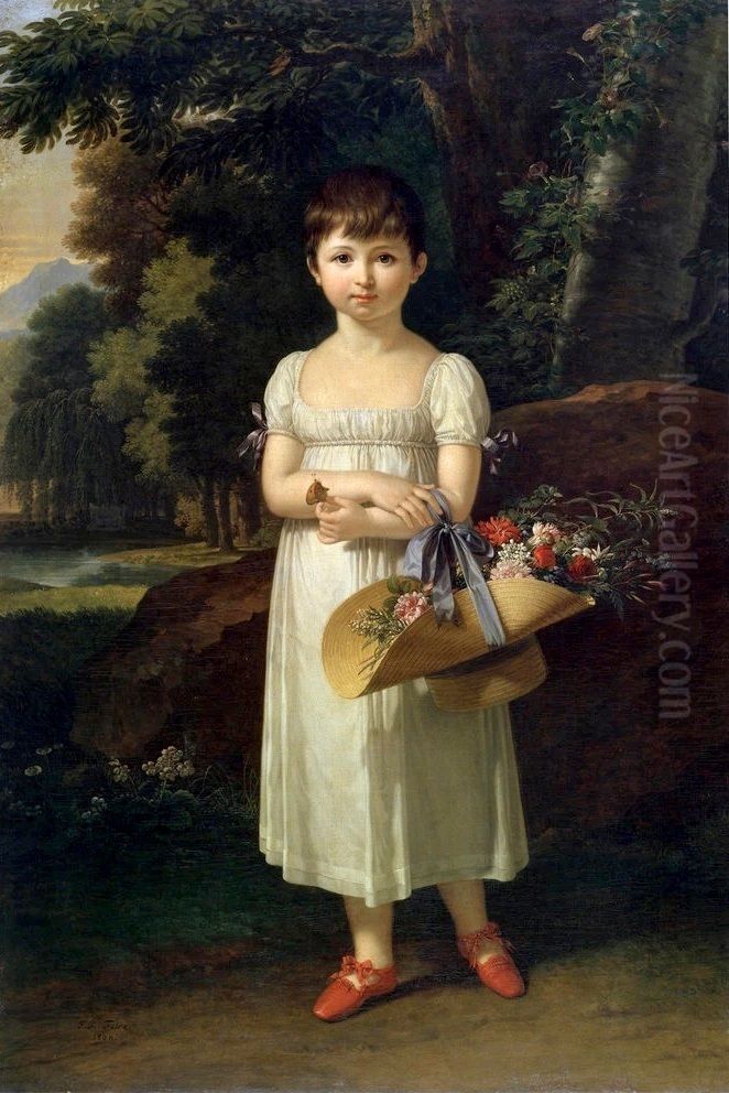 Portrait of Princess Amelia Oginska (1805-1858) Oil Painting by Francois-Xavier Fabre