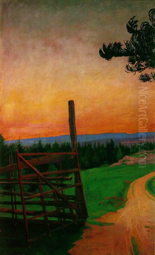 Country Road Oil Painting by Harald Oscar Sohlberg