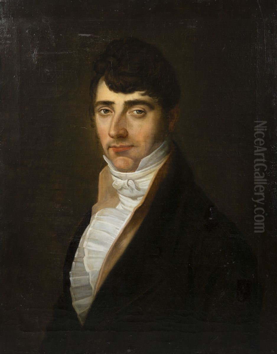 Portrait of man with a white cravat Oil Painting by Jan De Landtsheer