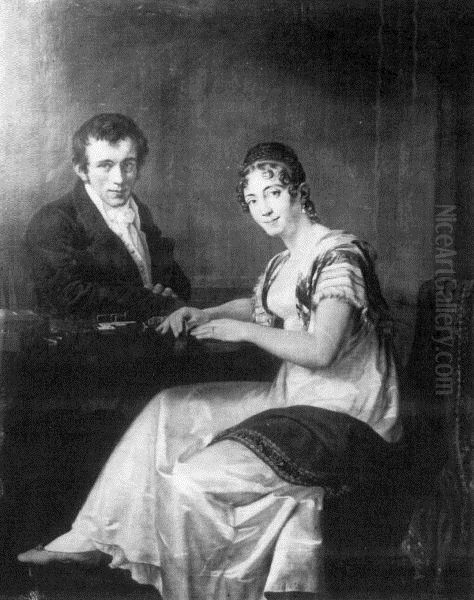 A game of dominoes. Oil Painting by unknown