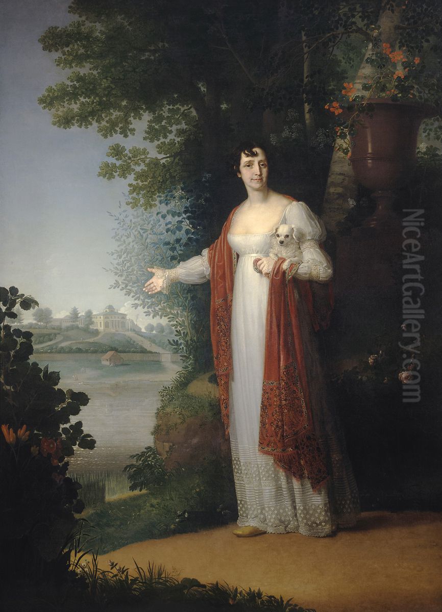 Portrait of D.A. Derzhavina (1767-1842), nee Dyakova, second wife ofG.R. Derzhavin Oil Painting by Vladimir Borovikovsky