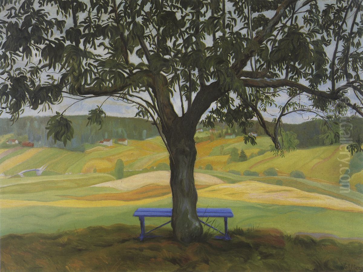 The Blue Bench Oil Painting by Harald Oscar Sohlberg