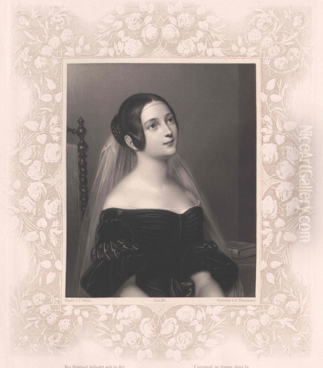 Bildnis der Luise Freiin von Neubeck Oil Painting by Joseph Karl Stieler