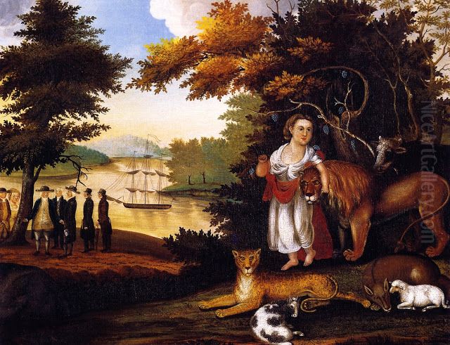 Peaceable Kingdom Oil Painting by Edward Hicks
