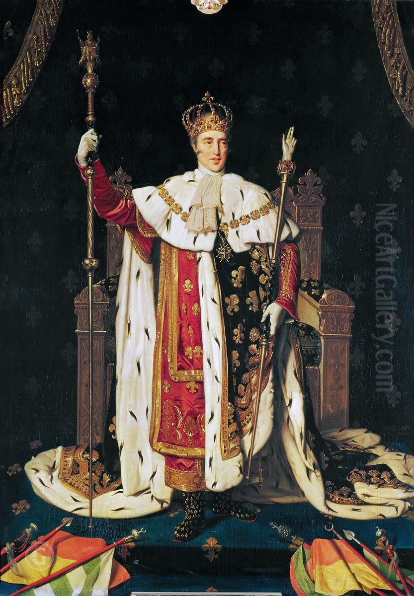 Portrait of the KingCharles X of Francein coronation robes Oil Painting by Jean Auguste Dominique Ingres