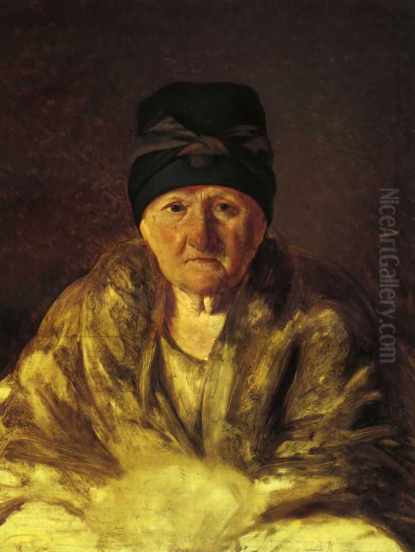 Old Nurse in Shlyk Oil Painting by Alexey Venetsianov