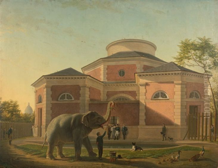 The elephant of the Royal Garden Oil Painting by Jean Baptiste Berre