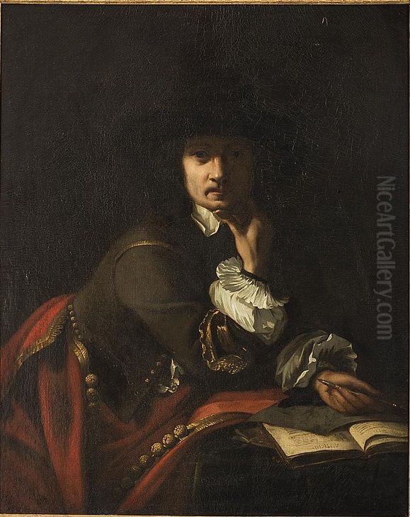 Portrait of an artist Oil Painting by Cornelis Bisschop