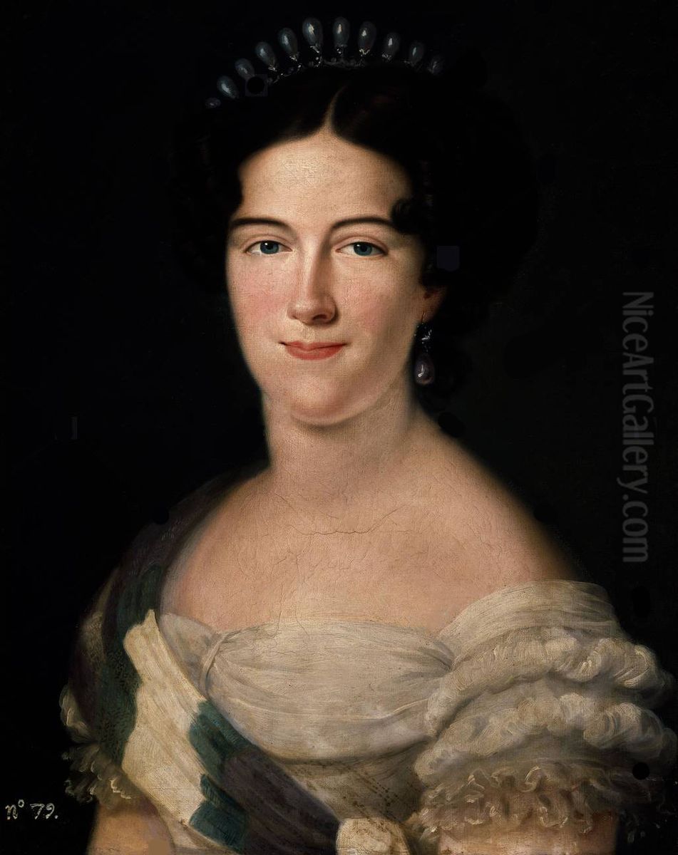 Dona Carlota de Godoy y Borbon, condesa de Chinchon Oil Painting by Luis de la (El Canario) Cruz y Rios