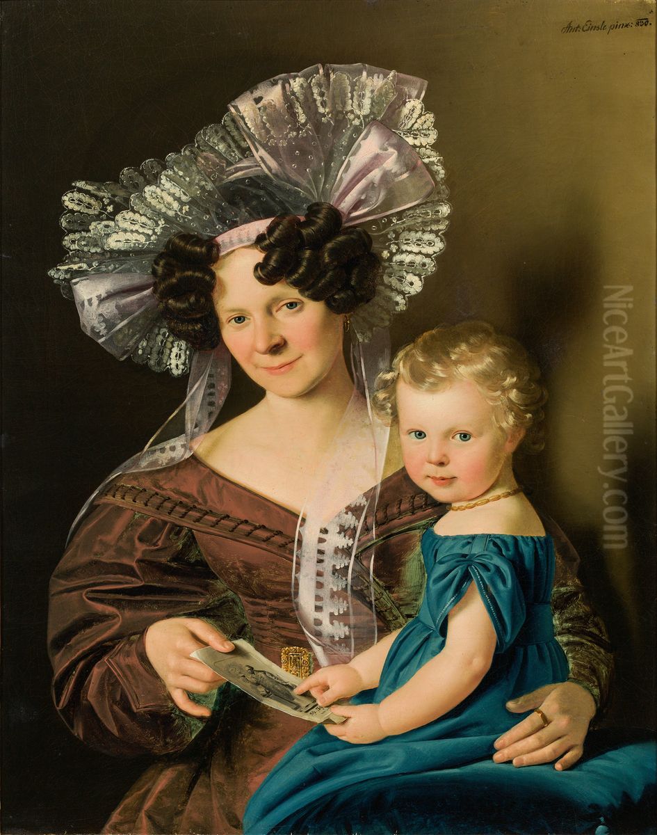 Mother and child Oil Painting by Anton Einsle