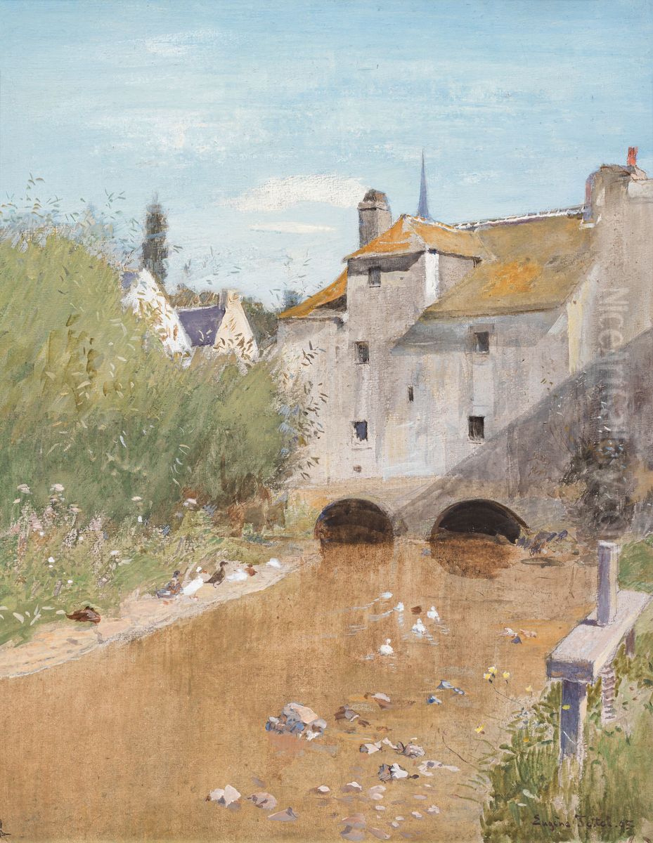 Old mill near Pont Aven in Brittany Oil Painting by Eugen Jettel