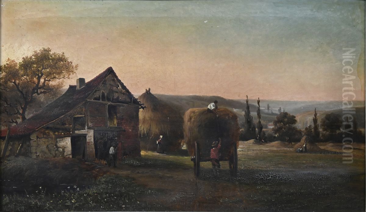 Bringing in the hay Oil Painting by Felix de Baerdemaeker