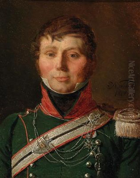 capitaine du 1er regiment des chasseurs-a-cheval Oil Painting by unknown