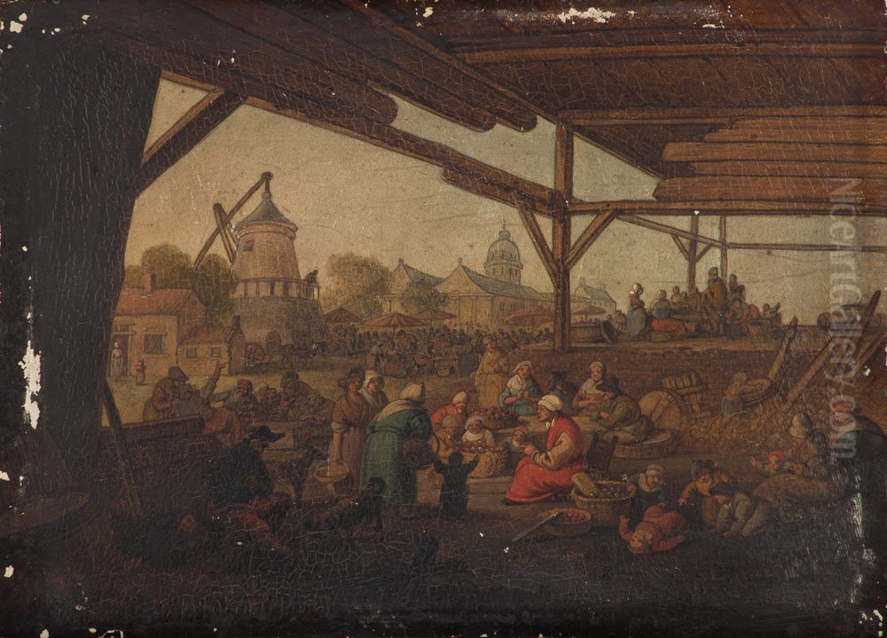 Fruit market Oil Painting by Jacques-Albert Senave