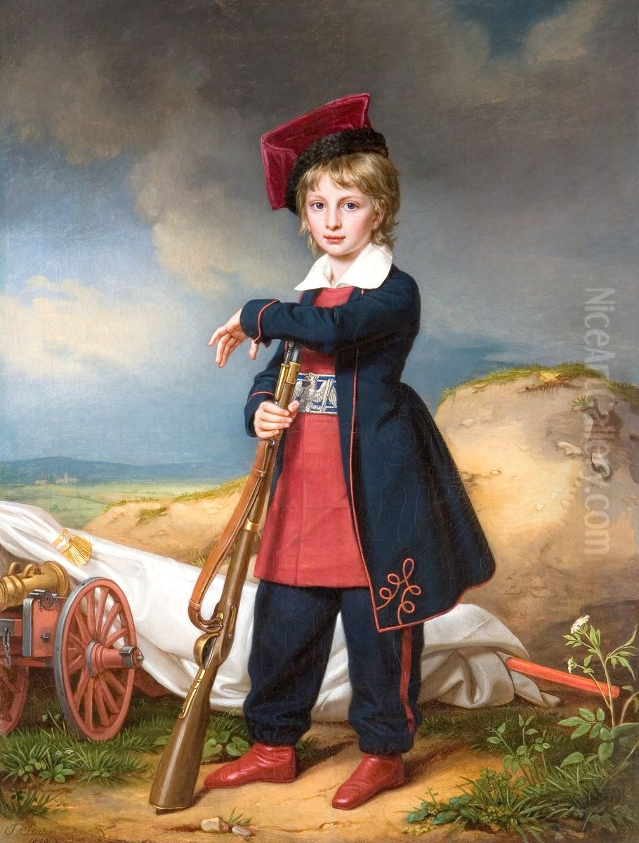 Portrait of Duke of Reichstadt in Polish military costume Oil Painting by Joseph Karl Stieler