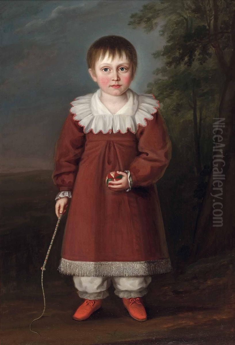 Ganzportrat des Julius Dreher, Sohn von Kommerzienrat Dreher, Berlin, und Bruder von Luise Dreher. Oil Painting by unknown