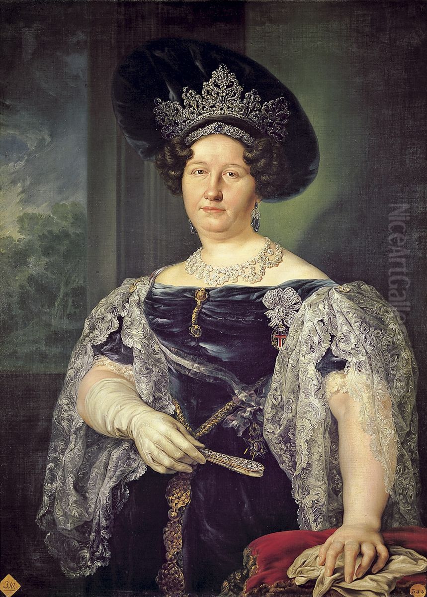 Retrato de la reina de las Dos Sicilias Oil Painting by Vicente Lopez Portana