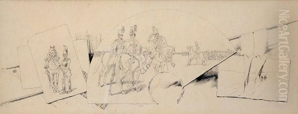 Revues Militaires Oil Painting by (Emmanuel Poire) Caran d'Ache