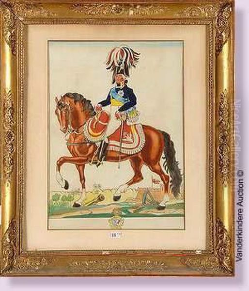 Le General Murat A Cheval Oil Painting by (Emmanuel Poire) Caran d'Ache