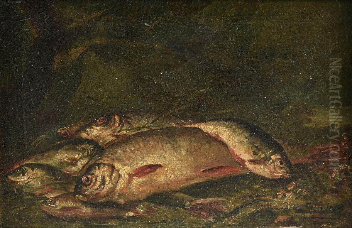 Nature Morte of Fish Oil Painting by Alessandro Castelli