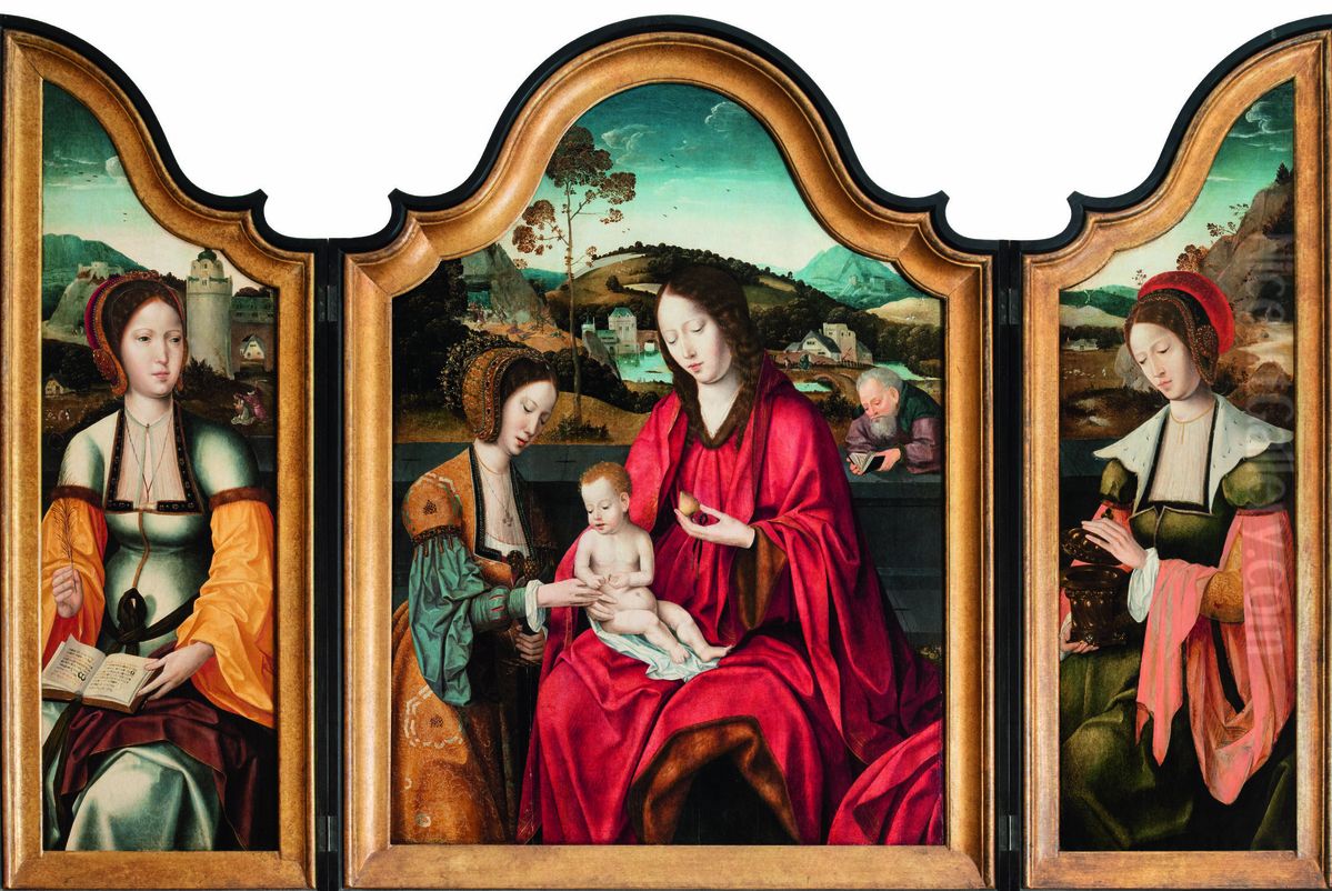 Triptych of the Mystical Marriage of St Catharina Oil Painting by Master of the Holy Blood