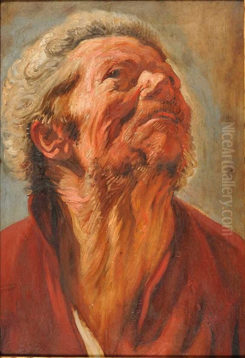 Study of the head of an old man (Abraham Grapheus) Oil Painting by Jacob Jordaens