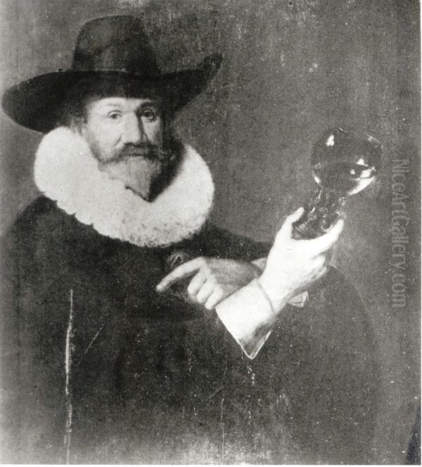 Portrait of a man with a cup. Oil Painting by Dirck van Santvoort