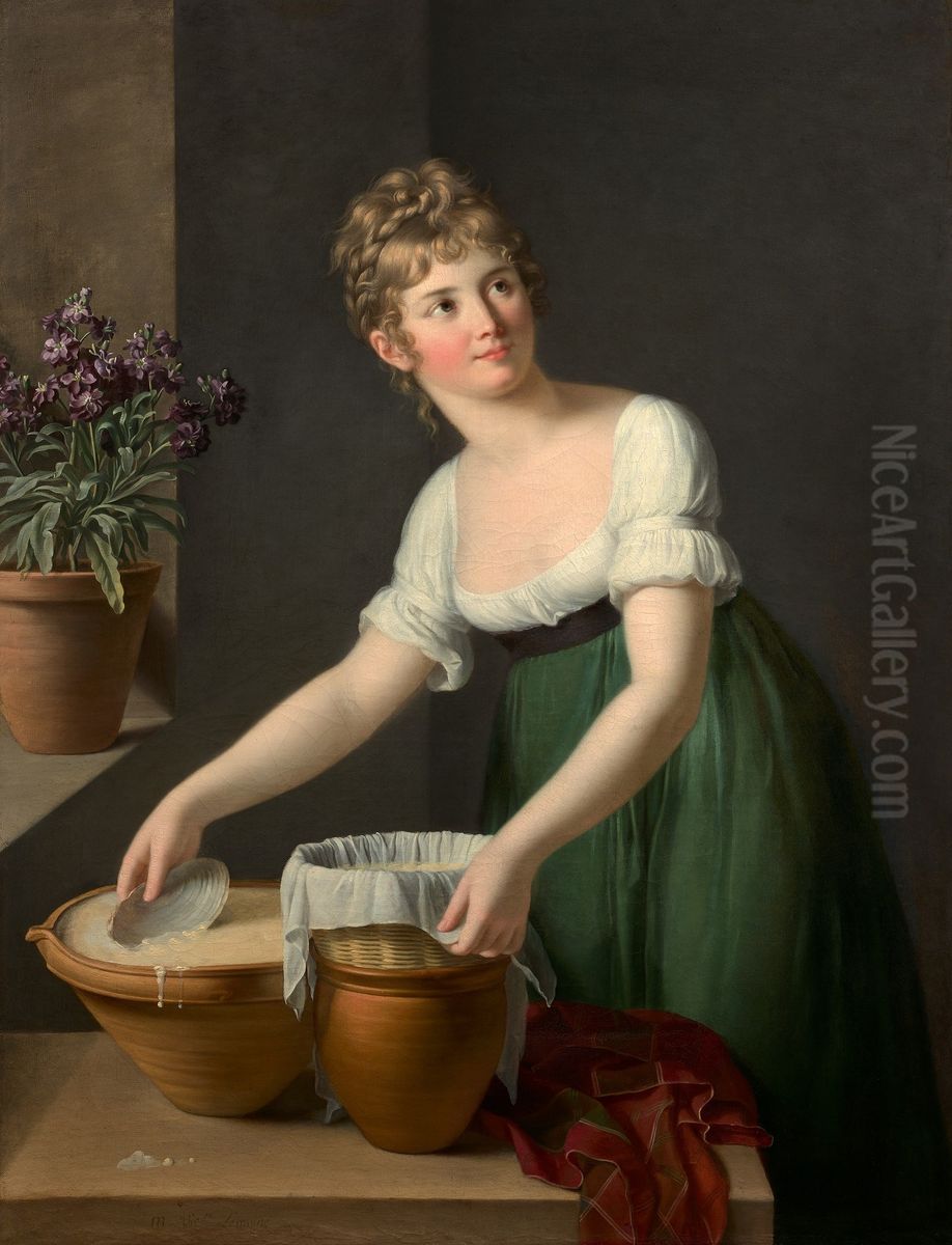 Une jeune personne faisant un fromage Oil Painting by Marie-Victoire Lemoine