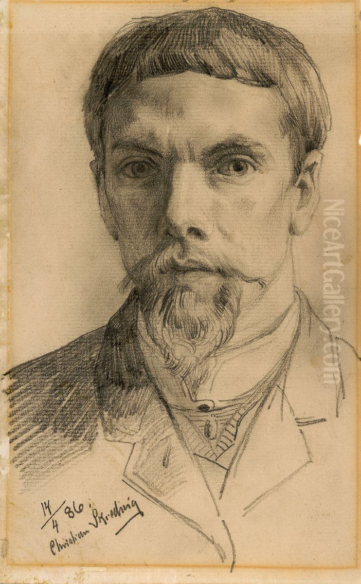 Portrait of Skredsvig, Christian Oil Painting by Christian Skredsvig