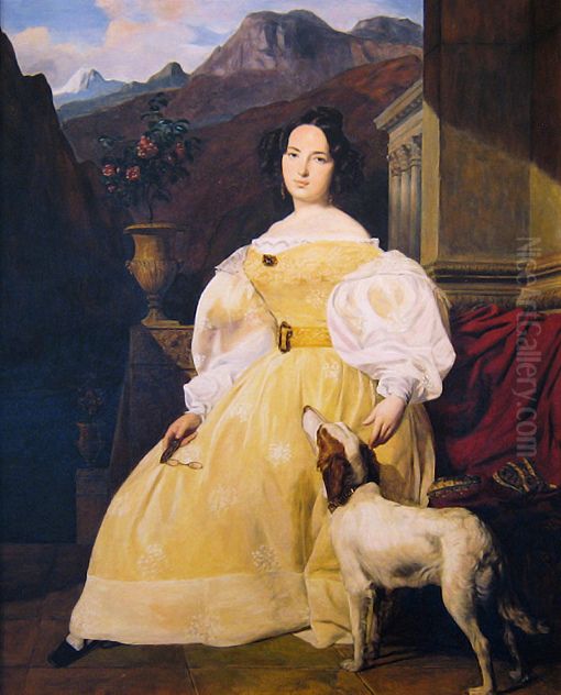 Portrait of Madam Hanska Oil Painting by Ferdinand Georg Waldmuller