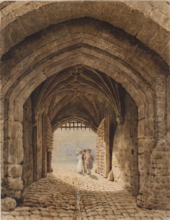 View under Bloody Tower Oil Painting by Frederick Nash