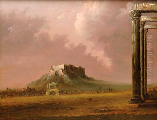 THE ACROPOLIS, ATHENS. Oil Painting by unknown
