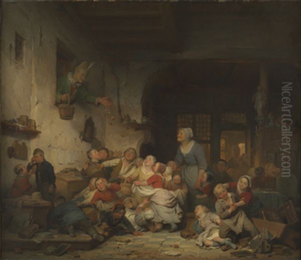 Celebration of the Third Thursday in Lent at the Children's School Oil Painting by Ferdinand de Braekeleer