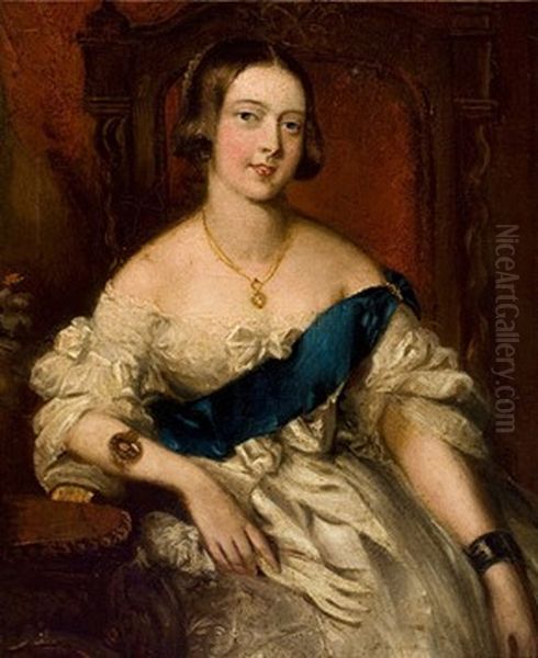 Victoria of the United Kingdomas a young woman Oil Painting by Herbert Smith