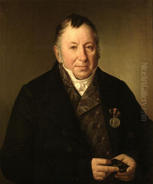 Portrait of Giusto Giuseppe Allodi Oil Painting by Giuseppe Tominz