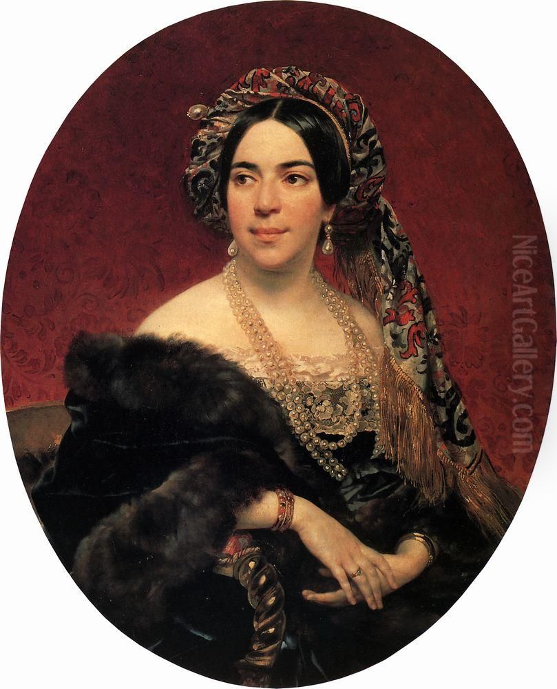 Portrait of Maria Pavlovna Volkonskaia (1816-1854) Oil Painting by Karl Bryullov