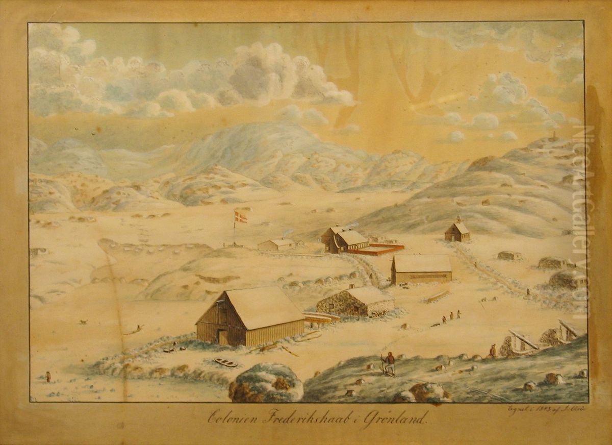 Colonien Frederikshaab i Gronland. Oil Painting by Jacob Aroe