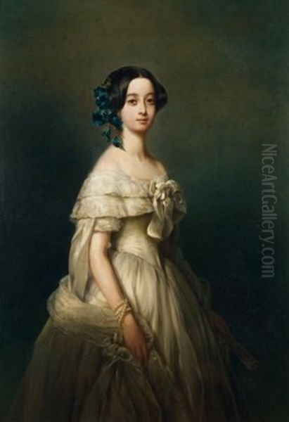 La Duchesse de Maille,Jeanne d'Osmond (1827-1899) Oil Painting by Franz Xavier Winterhalter