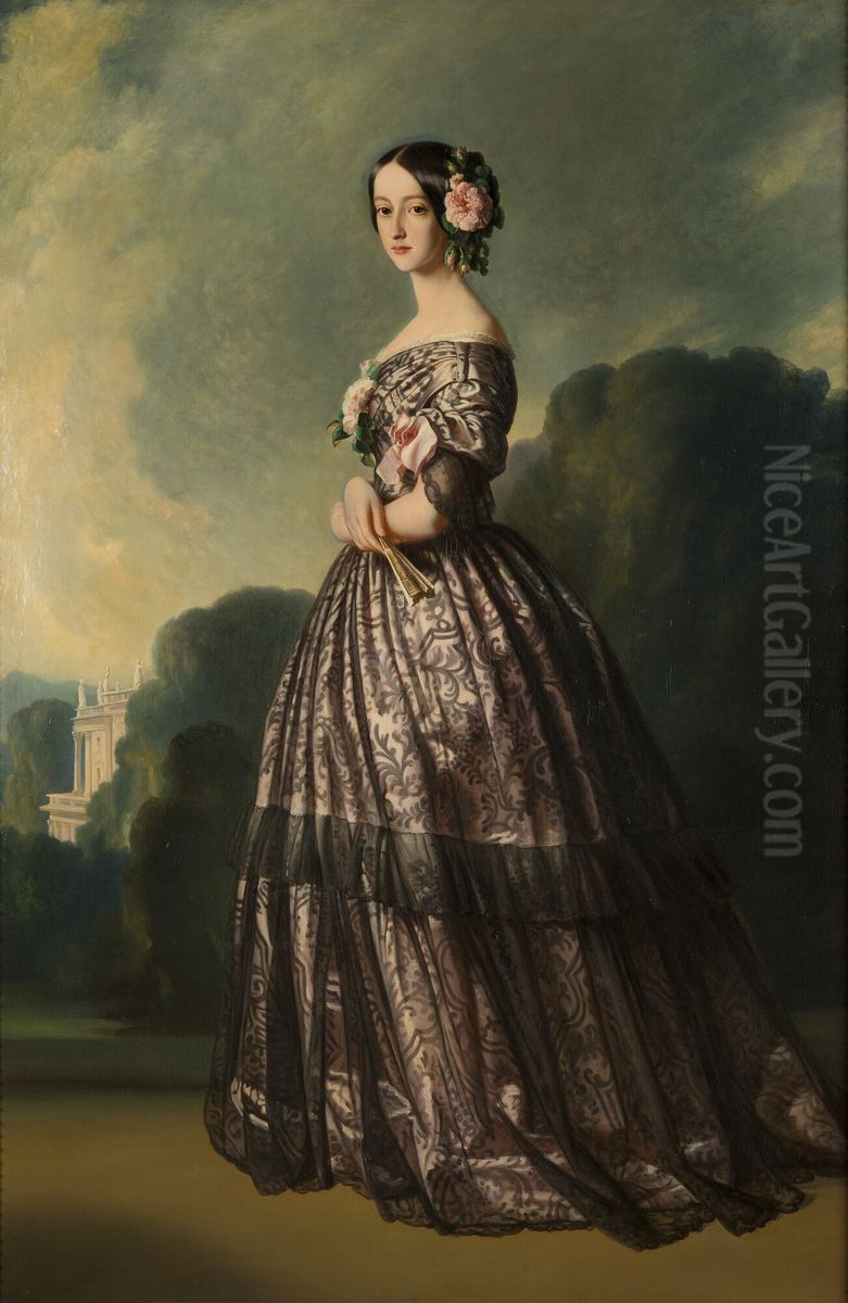 portrait of the Princess of Joinville (Princess Francisca of Brazil) Oil Painting by Franz Xavier Winterhalter