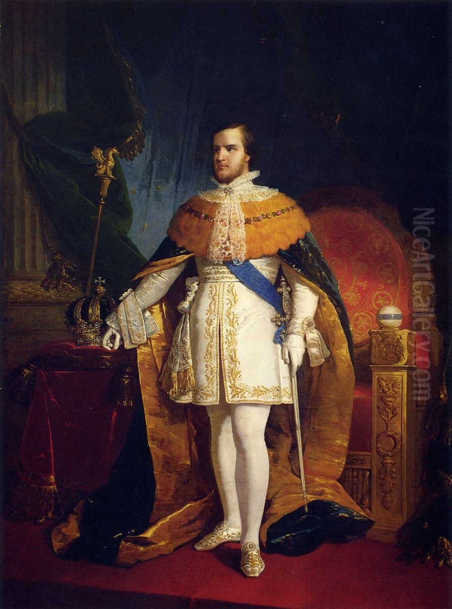 Dom Pedro II, Emperor of Brazil, at age 21. Oil Painting by Raymond Monvoisin