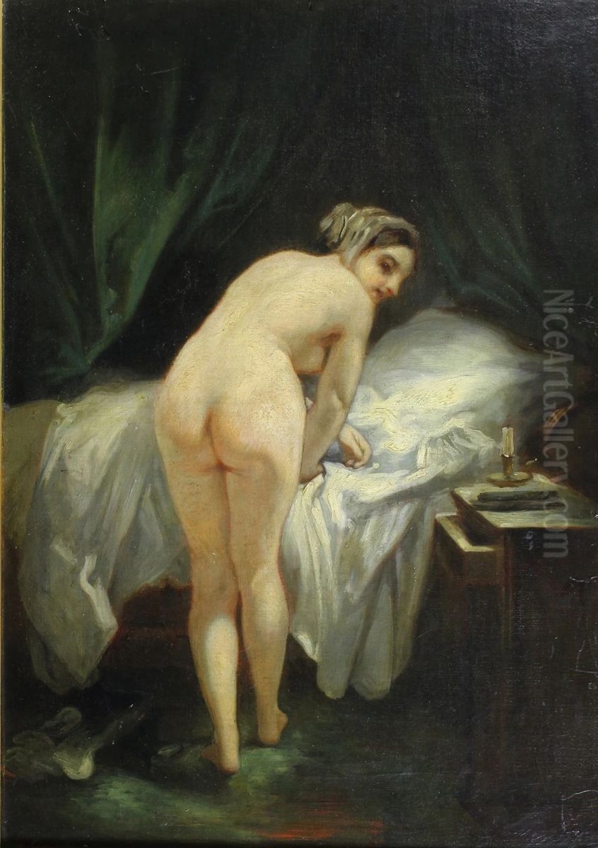 A woman going to bed Oil Painting by Octave Tassaert