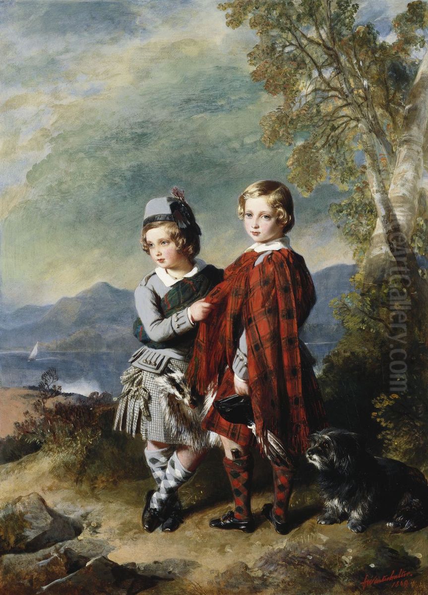 HRH The Prince of Wales and Prince Alfred Oil Painting by Franz Xavier Winterhalter
